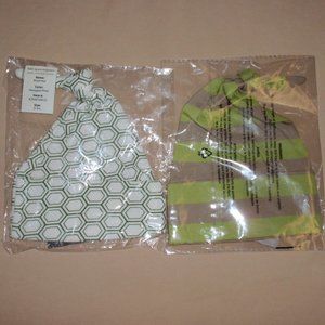 Lot of 2 NWT Kate Quinn Organic Knot Gnome Baby Hats 0-3m Striped Hexagon